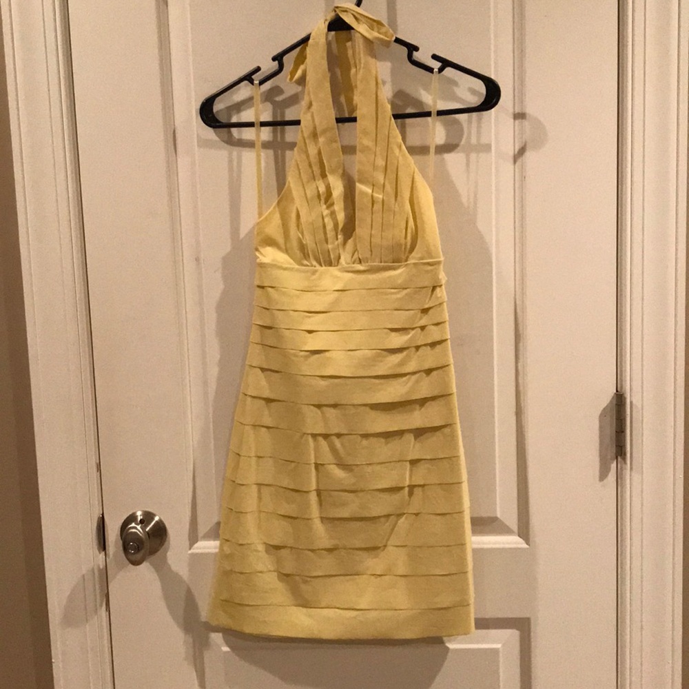 BCBG Pale Yellow Halter Dress